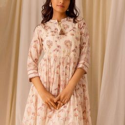 Ishin Floral Printed Mandarin Collar Embroidered A-Line Above Knee Length Dress-picture-27