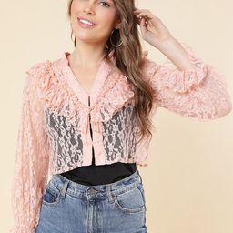 A.T.U.N. Floral Print Ruffles Lace Shirt Style Top-image-32