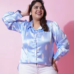 U&F Beyond Floral Print Satin Shirt Style Top-image-88