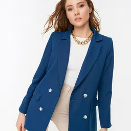 Trendyol Cotton Notched Lapel Single-Breasted Blazers-picture-49