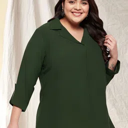 wild U Plus Size Roll-Up Sleeves Shirt Style Top-image-8
