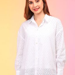 Globus Self Design Shirt Collar Cotton Schiffli Shirt Style Top-picture-33