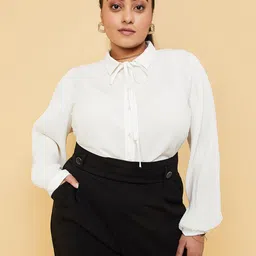 max Striped Shirt Collar Cuffed Sleeves Top-42