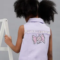 One Friday Printed Shirt Style Embellished Sleeveless Top-picture-12