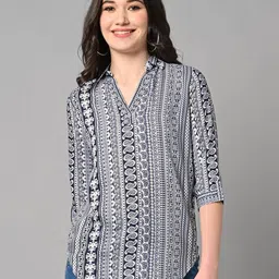 Vastraa Fusion Ethnic Motif Printed Shirt Style Top-image-57