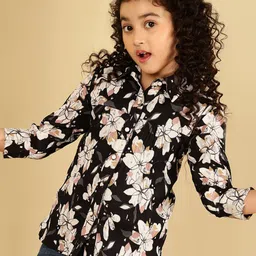 BAESD Girls Floral Printed Gathered Shirt Style Top-image-56