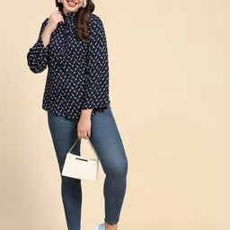 BAESD Floral Printed Mandarin Collar Cotton Top-43