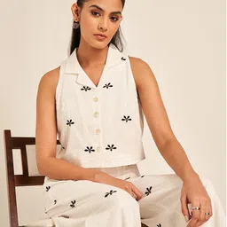 AKKRITI BY PANTALOONS Cotton Lapel Collar Shirt Style Top-17