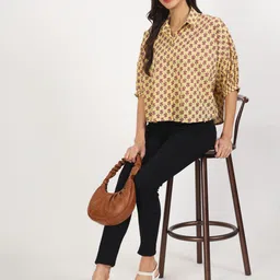 Divena Polka Dot Print Cotton Shirt Style Top-picture-13