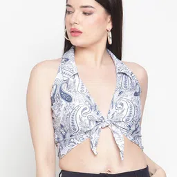 Amagyaa Blue Tribal Print Bohemian Bralette Crop Top-image-51