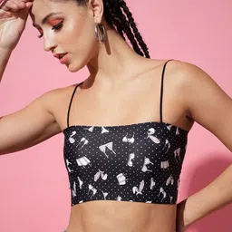 TANDUL Women Conversational Printed Bralette Shoulder Straps Crop Top-picture-1