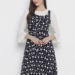 God Bless Polka Dot A-Line Dress With White Crop Top-picture-32
