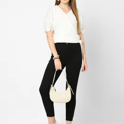 MISH Puff Sleeve Ruffles Georgette Wrap Top-image-98