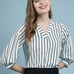 all about you Striped V-Neck Top-image-76