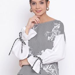 DRAAX Fashions Vertical Stripes Bell Sleeves Top-picture-43