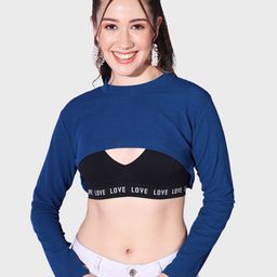 BUY NEW TREND Round Neck Long Sleeves Bust Crop Top-image-96