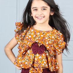 Cutiekins Girls Floral Printed Ruffles Crop Top-image-77