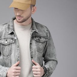 Roadster Men Grey Washed Denim Jacket-image-89