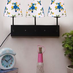 Devansh White & Blue Floral Print Cotton Cluster Wall-Mounted Lamp-image-23