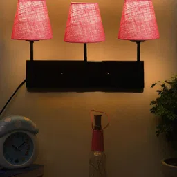 Devansh Black & Pink Jute Cluster Wall Mounted Lamp-1