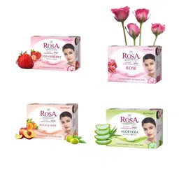ROSA Set Of 4 Transparent Strawberry, Rose, Aloevera, Peach & Olive Gel Soap- 100 g Each-3