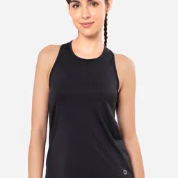 Amante Solid High Coverage Round Neck Active Tank Top-image-2
