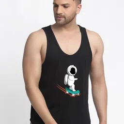 Friskers Men Black & White Robot Printed Pure Cotton Apple Cut Innerwear Vest C234-01-picture-11