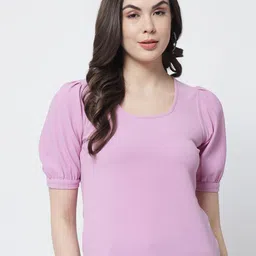 Trend Arrest Women Lavender Solid Top-image-55