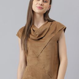 Latin Quarters Cowl Neck Cap Sleeves Regular Top-image-79