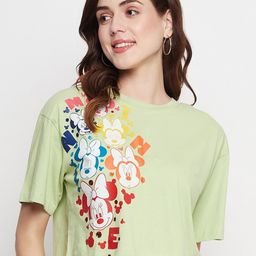 CAMLA Minnie Mouse Printed Boxy Crop Cotton Top-image-55