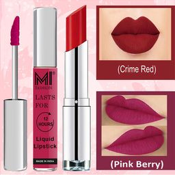 MI FASHION Set of The Ultimate Liquid Lipstick 3.5ml -02 & Creamy Matte Lipstick 3.5g -09-54