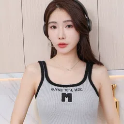 StyleCast Grey & Black Typography Printed Sleeveles Fitted Top-picture-15