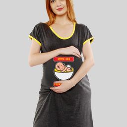 SillyBoom Graphic Printed Round Neck Maternity T-shirt Dress-image-97