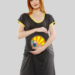 SillyBoom Graphic Printed Cotton Maternity T-shirt Dress-image-82
