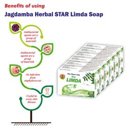 Jagdamba Herbal Set Of 6 Star Limda Soap With Pure Neem Anti-bacterial Soap- 75 g Each image 2