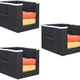 Cotton shirt storage Basket ,stacker|wardrobe closet almirah organizer for clothes bag Storage Basket-32