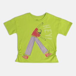 MINI KLUB Girls Printed Round Neck Short Sleeves Cotton Top-13