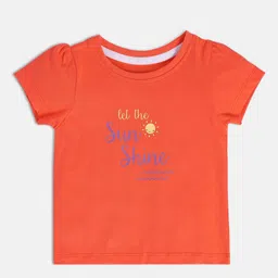 MINI KLUB Girls Typography Printed Round Neck Puff Sleeves Cotton Top-image-61