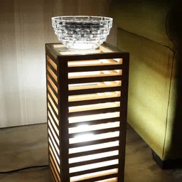 EXIM DECOR Brown Mini Table Stacked Night Stand Cum Shelf Lamp-46