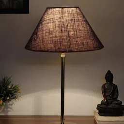 Devansh Blue Textured Metal Table Lamp With Jute Shade image 5