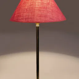 Devansh Pink & Gold-Toned Textured Metal Table Lamp With Jute Shade image 4