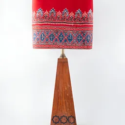 Eyaas Red Printed Cotton Square Table Lamp image 4