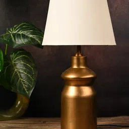 green girgit Copper & White Frustum Shape Copper Base Table Lamp image 4