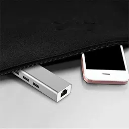 microware USB 3.1 Type C to RJ45 Hub 10/100Mbps Ethernet USB 2.0 Network Card LAN Adapter. Type C to 3 Port USB 2.0 to LAN Adapter Lan Adapter image 5