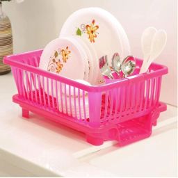 Dish Drainer Kitchen Rack Multi-Functional 3-in-1 Plastic Kitchen Sink Set:Large Sink Washing Basket Tray Plastic-6