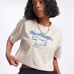 glitchez Women Printed Round Neck Cotton Blend Beige T-Shirt-picture-13