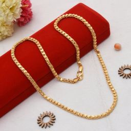 1 Gram Gold Plated Traditional Heart Golden Brass Necklace Chain Gold-plated Plated Brass, Alloy Chain-15