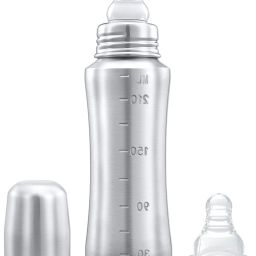 Grade 304 Stainless Steel Baby Feeding Bottle Steel Feeding Bottle for Milk and Baby Drinks Zero Percent Plastic No Leakage with Internal ML Marking (240 ml) - 240 ml-image-63