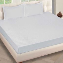 romee Grey Striped 250 TC Cotton Double King Sized Bedsheet With 2 Pillow Covers-picture-40