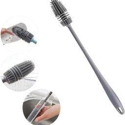 Silicone Bottle Cleaning Brush Long Handle Baby Bottle Brush Nipple Cleaner-image-19